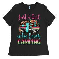 Black just a girl who loves camping Ladies Tee - JahusDesignShop