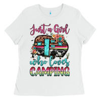 White just a girl who loves camping Ladies Tee - JahusDesignShop