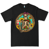 Black western skeleton coffee sunflowers Premium Tee - Artiststas