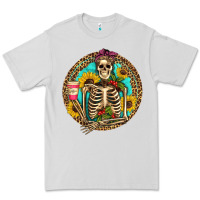 Dove Grey western skeleton coffee sunflowers Premium Tee - Artiststas