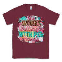 Burgundy she works willingly with her hands Classic Tee - NancyCooperArtShop