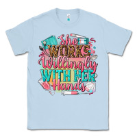 Dusty Blue she works willingly with her hands Classic Tee - NancyCooperArtShop