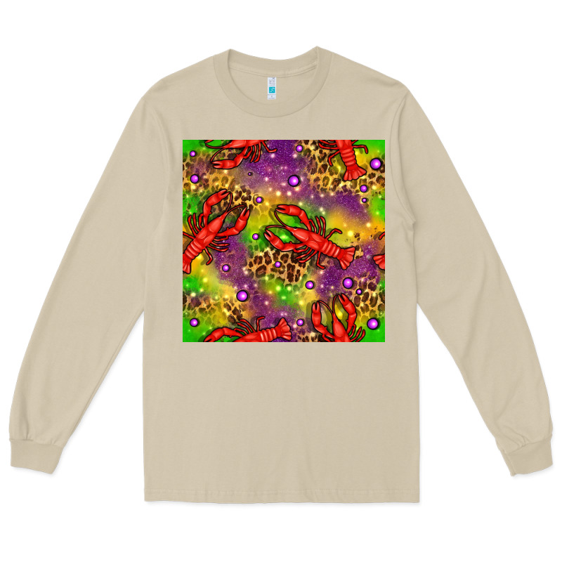 Mardi Gras Lobster Seamless Pattern Long Sleeve Tee by BundleAndBundleShop | Teevron