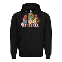 Black Baseball gnomes Zipper Hoodie - NancyCooperArtShop