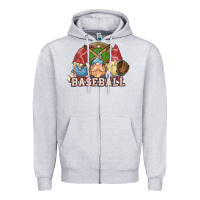 Heather Grey Baseball gnomes Zipper Hoodie - NancyCooperArtShop