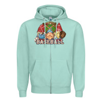 Seafoam Baseball gnomes Zipper Hoodie - NancyCooperArtShop