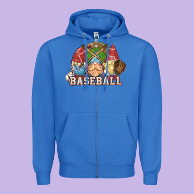 Baseball Gnomes Zipper Hoodie Designed By Nancycooperartshop