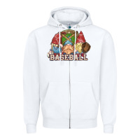 White Baseball gnomes Zipper Hoodie - NancyCooperArtShop
