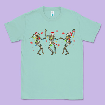 Dancing Skeleton Christmas Classic Tee Designed By Maliassmallbusiness