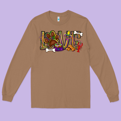 Mardi Gras Love Dog Paw Long Sleeve Tee Designed By Bundleandbundleshop
