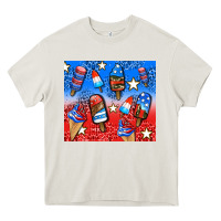 Cream american popsicle and stars Heavy Core Tee - AdoDesignShop