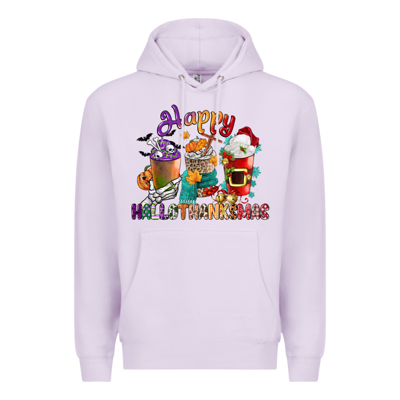 Hallothanksmas Coffee Cups Premium Hoodie by CowGirlArtShop | Teevron