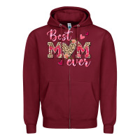 Burgundy Best Mom Ever Zipper Hoodie - texasbilliewilder