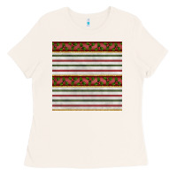 Bone christmas mistletoe and stripes seamless pattern Ladies Tee - BundleAndBundleShop