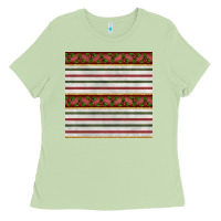 Matcha christmas mistletoe and stripes seamless pattern Ladies Tee - BundleAndBundleShop