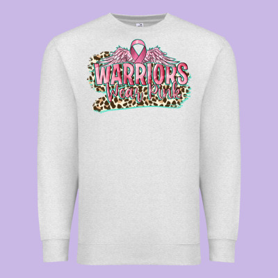 Warriors Wear Pink Breast Cancer Premium Sweatshirt Designed By Cowgirlartshop