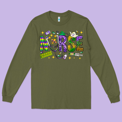 Mardi Gras Nurse Long Sleeve Tee Designed By Bundleandbundleshop