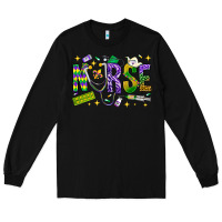 Black Mardi Gras nurse Long Sleeve Tee - BundleAndBundleShop