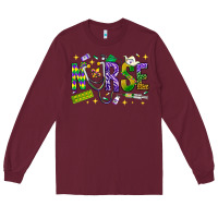 Burgundy Mardi Gras nurse Long Sleeve Tee - BundleAndBundleShop