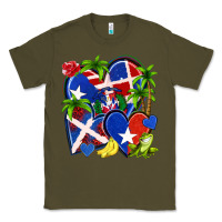 Army Green puerto rico with dominican republic hearts Classic Tee - NancyCooperArtShop
