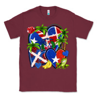 Burgundy puerto rico with dominican republic hearts Classic Tee - NancyCooperArtShop