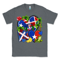 Charcoal Heather puerto rico with dominican republic hearts Classic Tee - NancyCooperArtShop