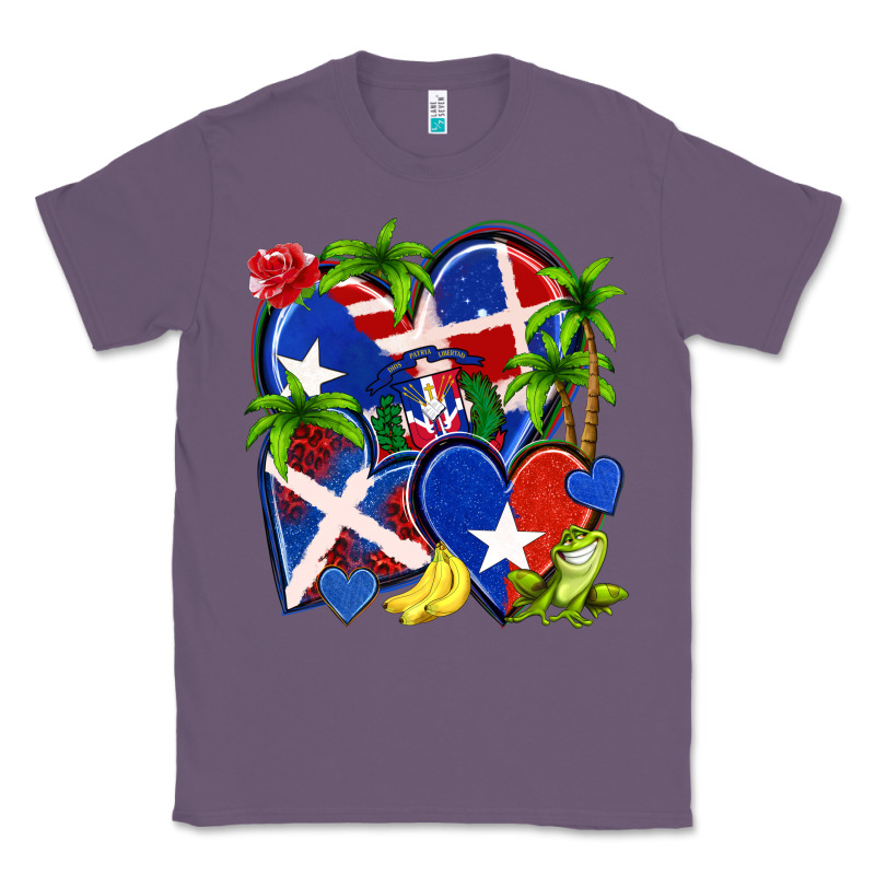 Puerto Rico With Dominican Republic Hearts Classic Tee by NancyCooperArtShop | Teevron