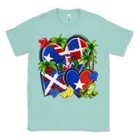 Seafoam puerto rico with dominican republic hearts Classic Tee - NancyCooperArtShop