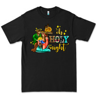 Black oh holy night with sunflower and cross Premium Tee - AdoDesignShop