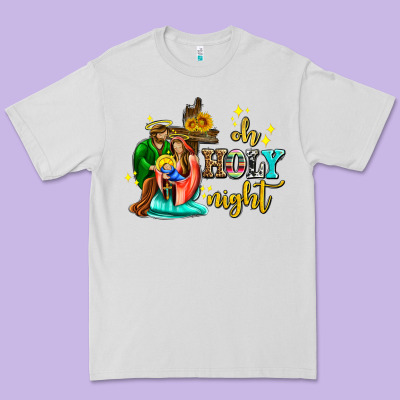 Oh Holy Night With Sunflower And Cross Premium Tee Designed By Adodesignshop