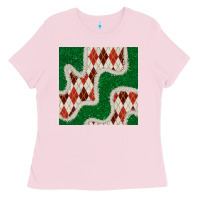Bubblegum Pink christmas diamond plaid and green glitter seamless pattern Ladies Tee - BundleAndBundleShop