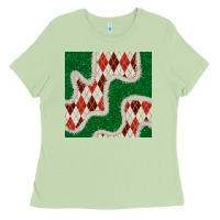 Matcha christmas diamond plaid and green glitter seamless pattern Ladies Tee - BundleAndBundleShop