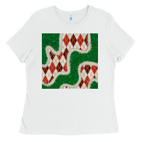 White christmas diamond plaid and green glitter seamless pattern Ladies Tee - BundleAndBundleShop