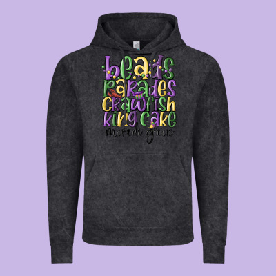 Beads Parades Crawfish King Cake Mardi Gras Vintage Hoodie Designed By Maliassmallbusiness