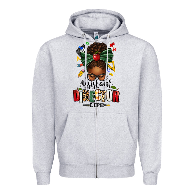 Assistant Director Life Afro Messy Bun Zipper Hoodie by texasbilliewilder | Teevron