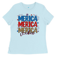 Baby Blue merica merica merica vibes Ladies Tee - RanaPortraitStore