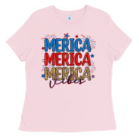 Bubblegum Pink merica merica merica vibes Ladies Tee - RanaPortraitStore