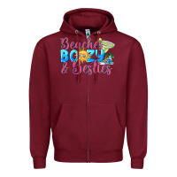 Burgundy Beaches boozy besties Summer Zipper Hoodie - NancyCooperArtShop