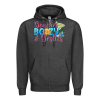 Charcoal Heather Beaches boozy besties Summer Zipper Hoodie - NancyCooperArtShop
