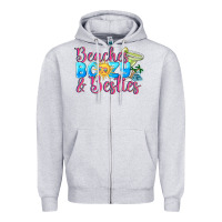 Heather Grey Beaches boozy besties Summer Zipper Hoodie - NancyCooperArtShop