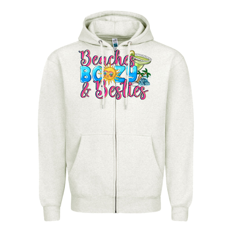 Beaches Boozy Besties Summer Zipper Hoodie by NancyCooperArtShop | Teevron
