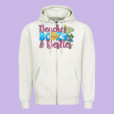 Beaches Boozy Besties Summer Zipper Hoodie Designed By Nancycooperartshop