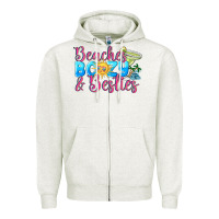 Oatmeal Heather Beaches boozy besties Summer Zipper Hoodie - NancyCooperArtShop