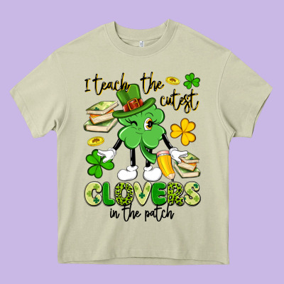 I Teach The Cutest Clovers In The Patch Heavy Core Tee Designed By Artiststas