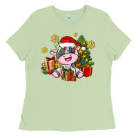 Matcha little cute christmas cow Ladies Tee - AdoDesignShop