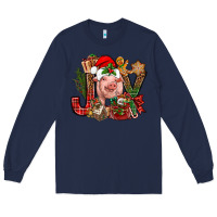 Navy joy christmas with pig bbs Long Sleeve Tee - BundleAndBundleShop