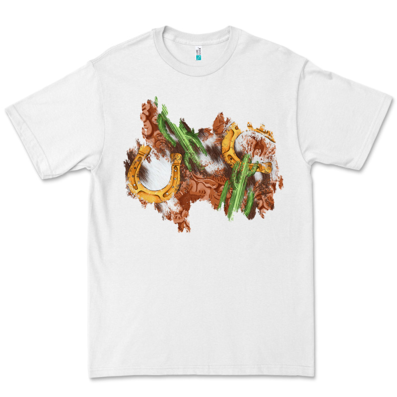 Horseshoe Cowhide Cactus Patch Premium Tee by AdoDesignShop | Teevron