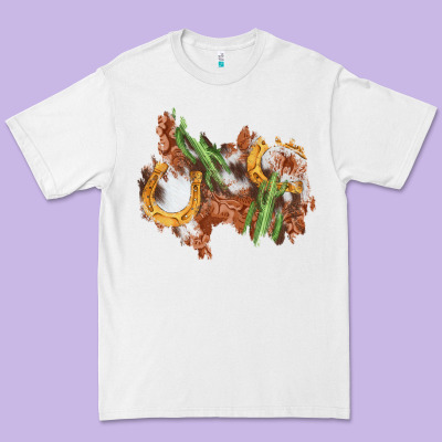 Horseshoe Cowhide Cactus Patch Premium Tee Designed By Adodesignshop