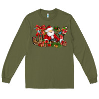Army Green joy christmas with santa bbs Long Sleeve Tee - BundleAndBundleShop