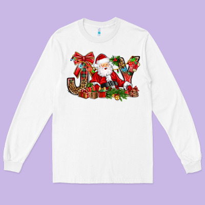 Joy Christmas With Santa Bbs Long Sleeve Tee Designed By Bundleandbundleshop
